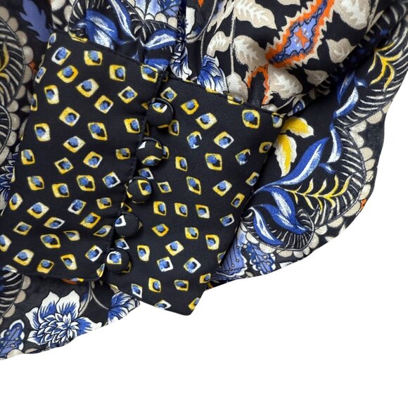 LOFT Tunic Blouse Size Small Blue Boho Floral Print Womens Top - Picture 7 of 8